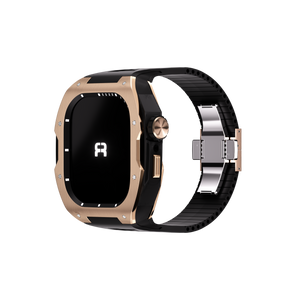 Reqior Apple Watch 45mm Case with Rubber Strap (Rose Gold/Black)