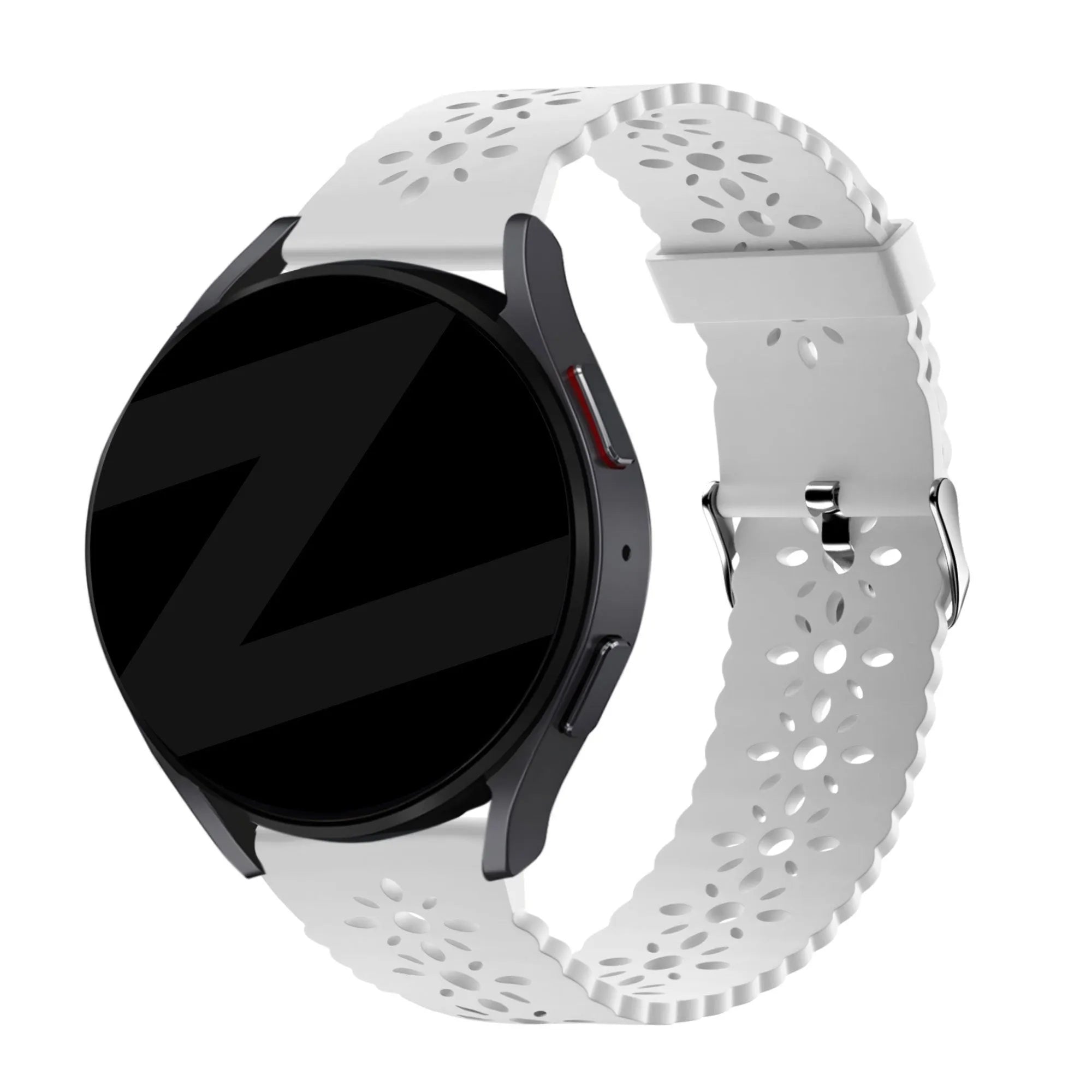 Bandz ICE smart 3.0 rectangular 1.78 siliconen band met bloemenpatroon (wit)