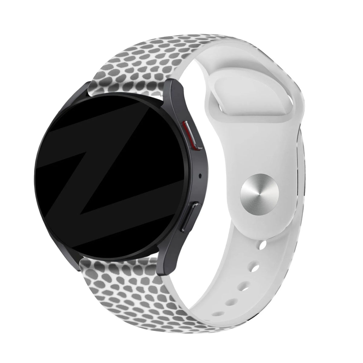 Silicone Patterned Strap, on a watch, 3/4 front view