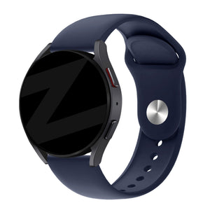 Silicone Sport Strap 'Deluxe', dark blue, on a watch, 3/4 front view