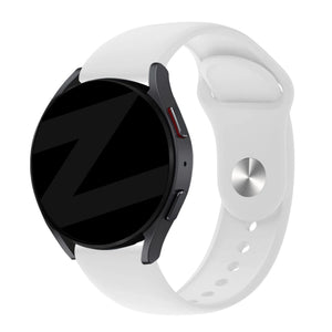 Silicone Sport Strap 'Deluxe', white, on a watch, 3/4 front view
