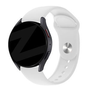 Silicone Sport Strap 'Deluxe', white, on a watch, 3/4 front view