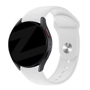 Silicone Sport Strap 'Deluxe', white, on a watch, 3/4 front view