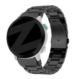 Steel Strap 'Classic', black, on a watch, 3/4 front view