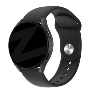 Silicone Sport Strap 'Deluxe', black, on a watch, 3/4 front view