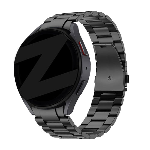 Titanium Strap 'Classic', black, on a watch, 3/4 front view