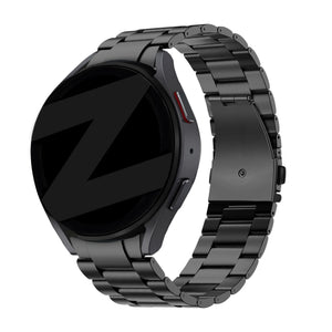 Titanium Strap 'Classic', black, on a watch, 3/4 front view