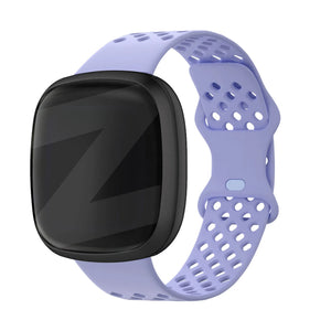 Silicone Sport Strap 'Air', lilac, on a watch, 3/4 front view