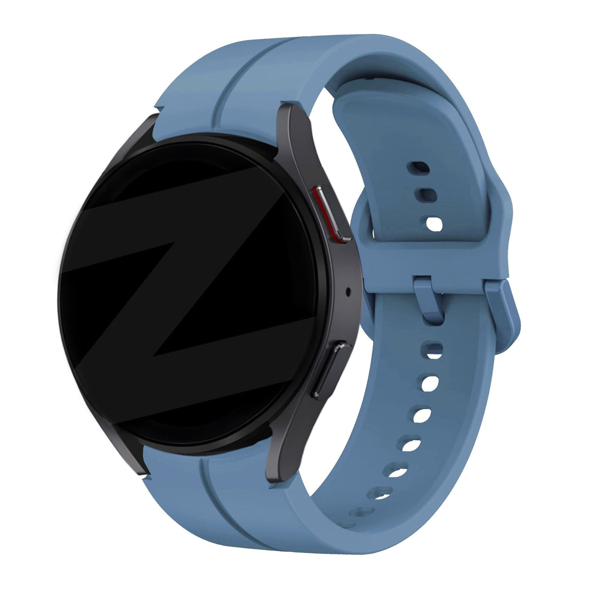Silicone Strap 'Extreme', grey-blue, on a watch, 3/4 front view