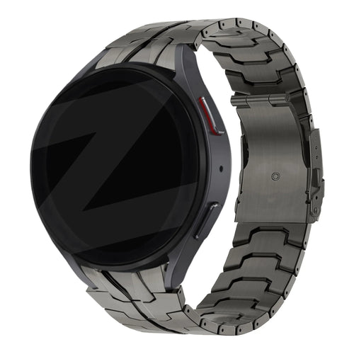 Steel Strap 'Iron', graphite, on a watch, 3/4 front view