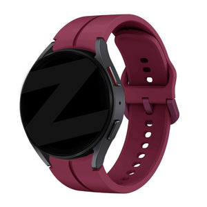 Silicone Strap 'Extreme', wine red, on a watch, 3/4 front view