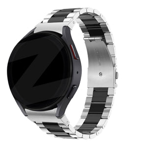 Steel Strap 'Classic', silver/black, on a watch, 3/4 front view