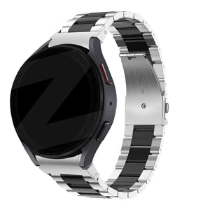 Steel Strap 'Classic', silver/black, on a watch, 3/4 front view