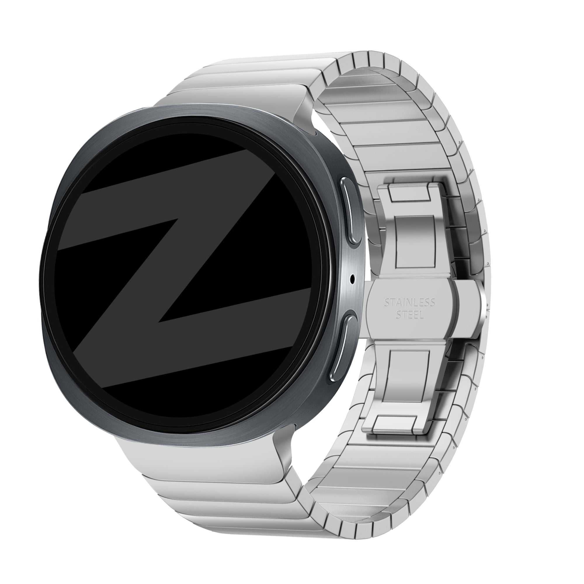 Bandz Samsung Galaxy Watch 8 Classic stalen band 'One Bead' (zilver)