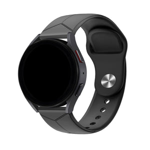 Silicone Hexagons Sport Strap, black, on a watch, 3/4 front view