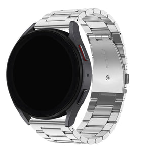 Steel Strap, silver, on a watch, 3/4 front view