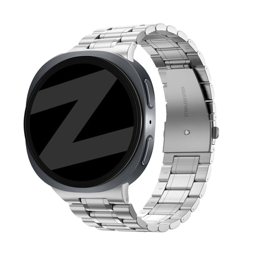 Bandz Samsung Galaxy Watch 8 Classic stalen band 'Deluxe' (zilver)