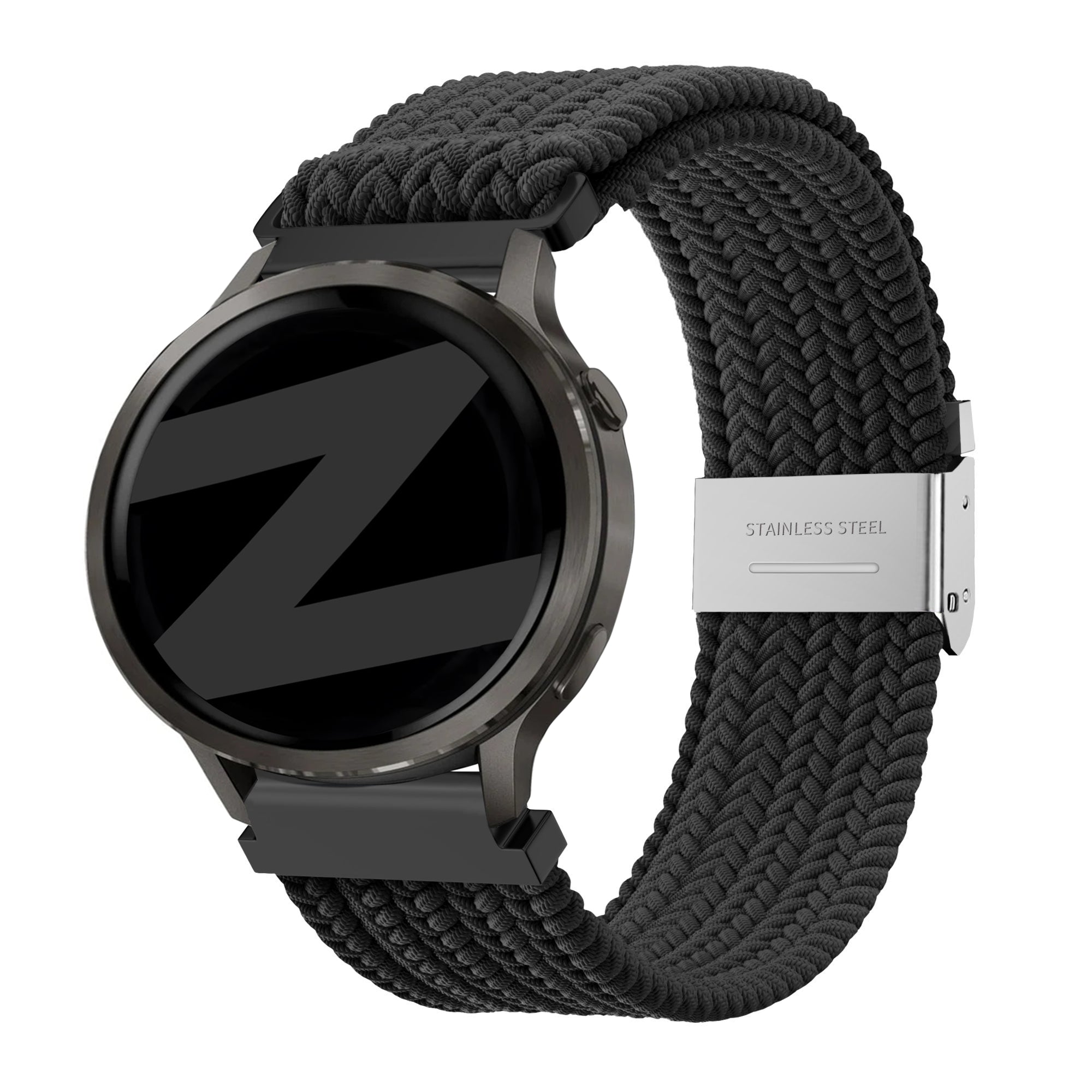 Bandz Garmin Forerunner 70 gevlochten nylon band (zwart)