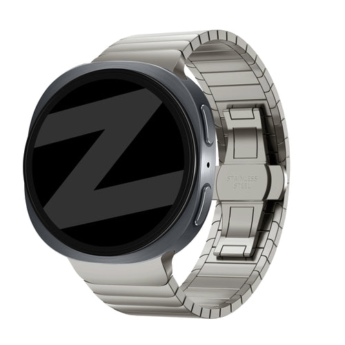 Bandz Samsung Galaxy Watch 9 - 44mm Stalen band 'One Bead' (titanium)