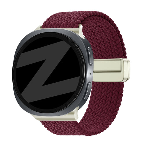Bandz Samsung Galaxy Watch 8 - 44mm magnetisch geweven bandje (wijnrood)