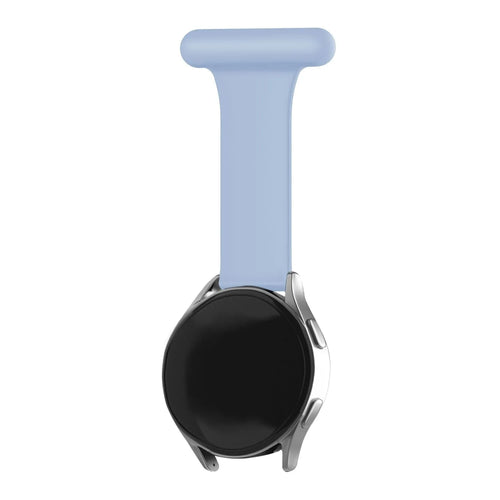 Silicone Nurse Fob, light blue, on a watch, 3/4 front view