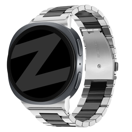 Bandz Samsung Galaxy Watch 8 - 44mm stalen band 'Classic' (zilver/zwart)