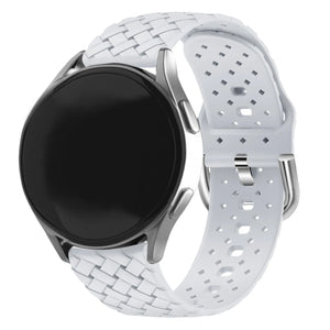 Braided Silicone Strap, grey, on a watch, 3/4 front view
