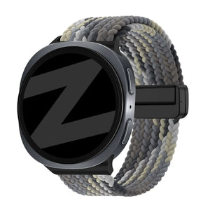 Nylon Braided Strap 'Easy Fit', slate, on a watch, 3/4 front view
