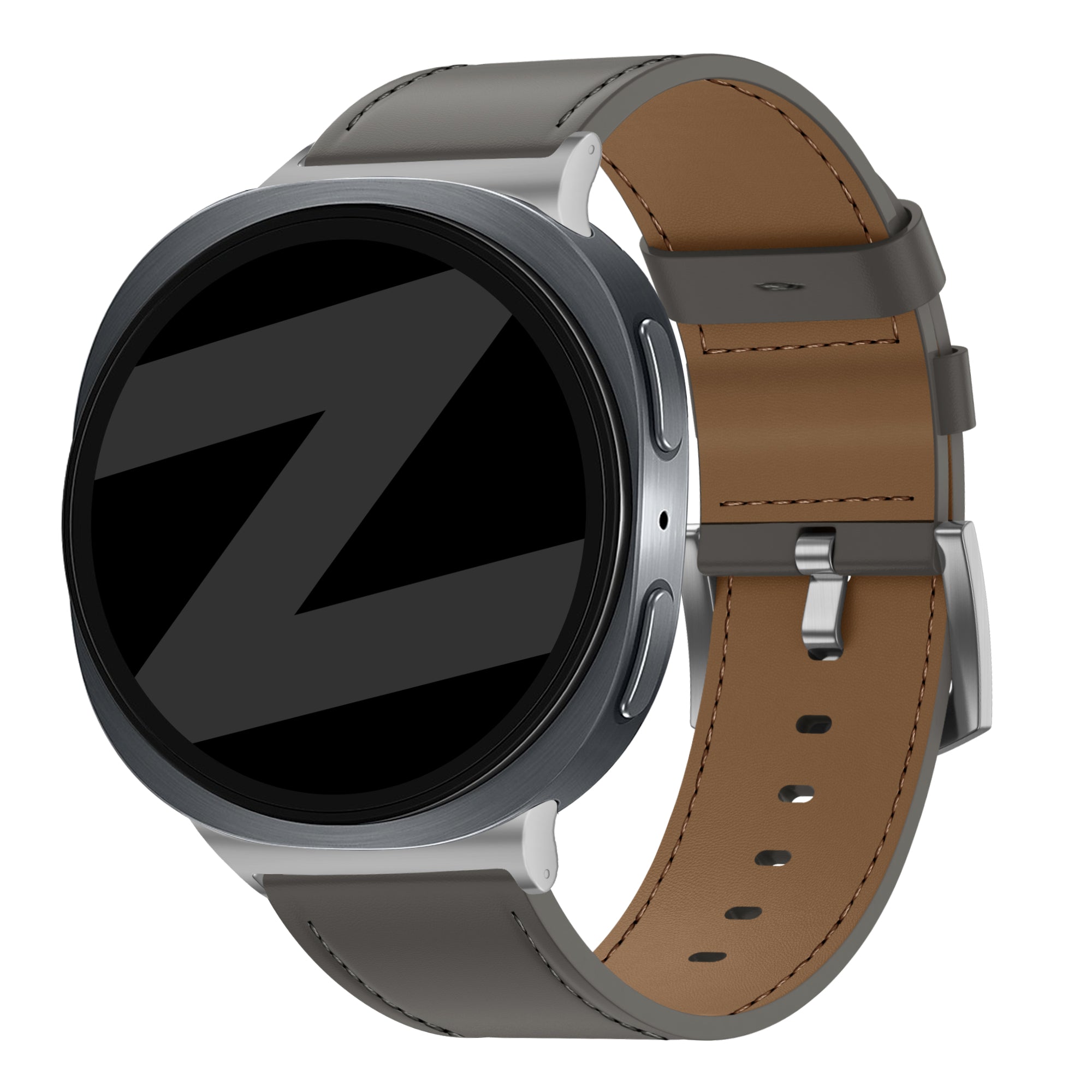 Bandz Samsung Galaxy Watch 8 - 44mm lederen band 'Classic' (donkergrijs)