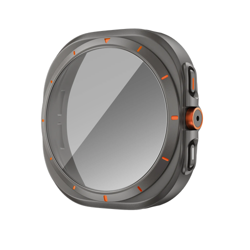 Bandz Samsung Galaxy Watch 7 - 44mm square PC hoesje met glas (titanium grijs)