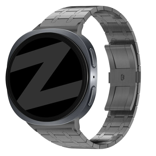 Steel Strap 'Royal', black, on a watch, 3/4 front view