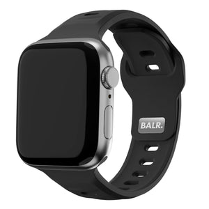 Outdoor Silicone Strap, black, on a watch, 3/4 front view