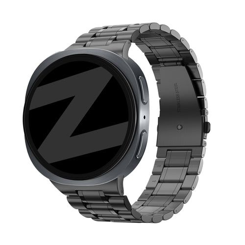 Bandz Samsung Galaxy Watch 8 Classic stalen band 'Deluxe' (zwart)