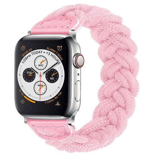 Twisted Nylon Strap, pink, on a watch, 3/4 front view