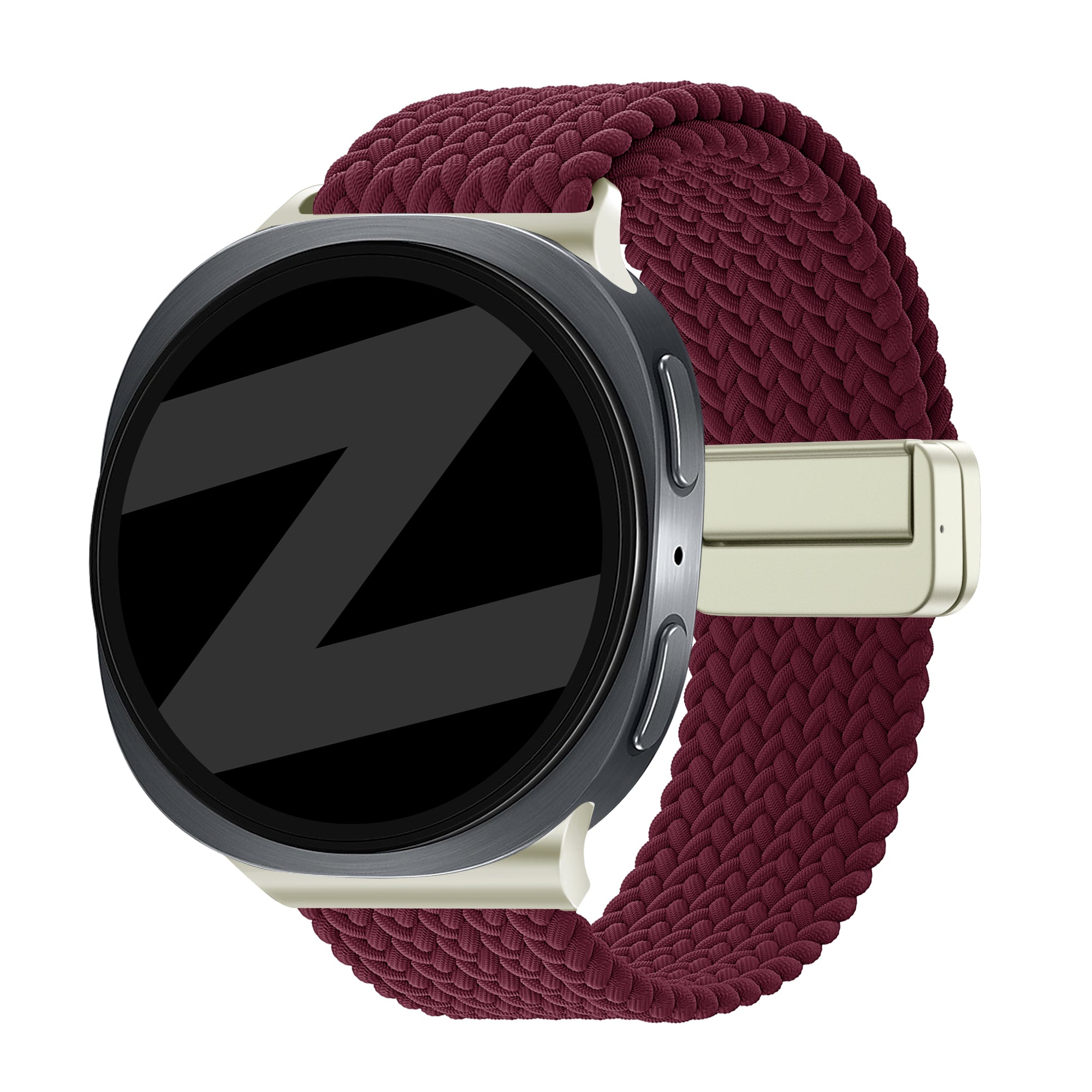 Bandz Samsung Galaxy Watch 9 - 44mm magnetisch geweven bandje (wijnrood)
