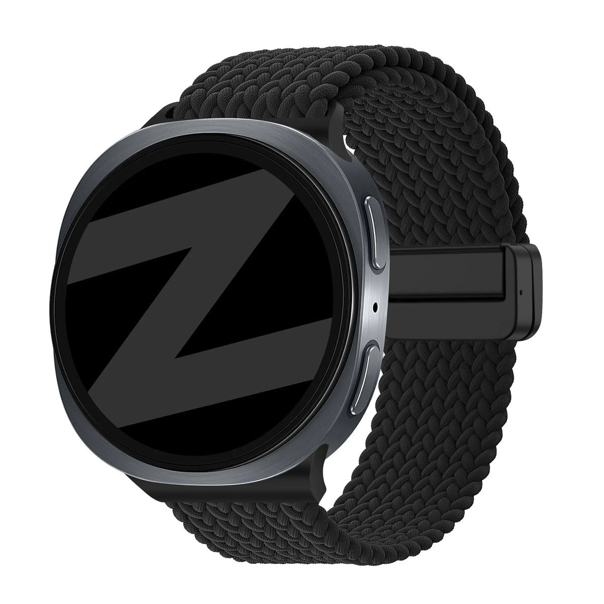 Bandz Samsung Galaxy Watch 9 - 44mm magnetisch geweven bandje (zwart)