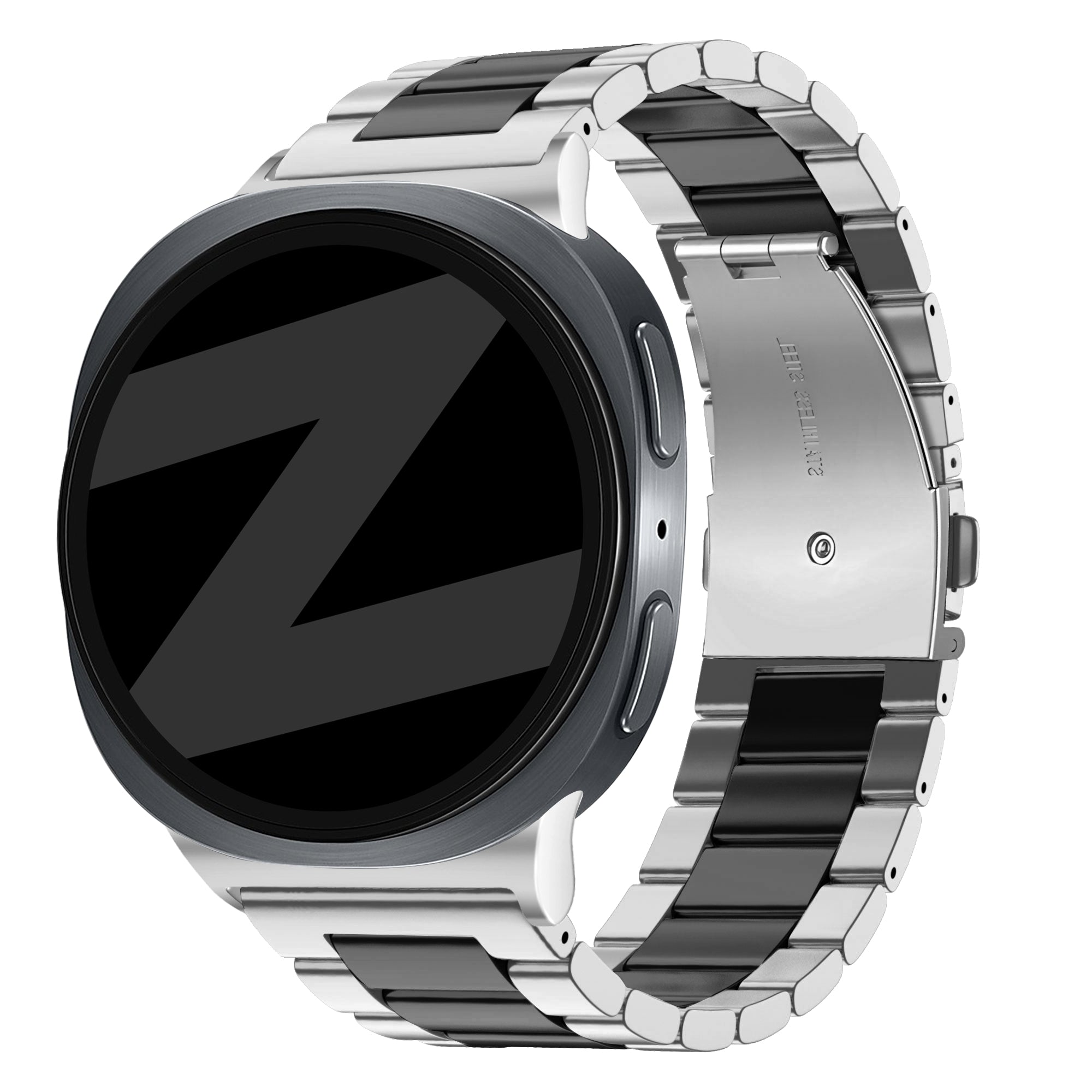 Bandz Samsung Galaxy Watch 8 - 40mm stalen band 'Classic' (zilver/zwart)