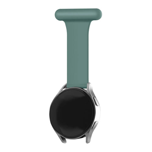 Silicone Nurse Fob, green, on a watch, 3/4 front view
