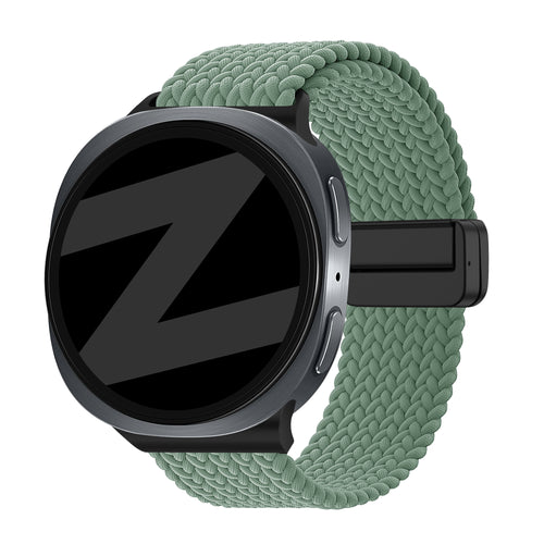 Bandz Samsung Galaxy Watch 8 - 44mm magnetisch geweven bandje (dennengroen)
