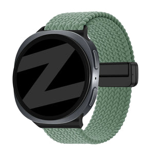 Bandz Samsung Galaxy Watch 9 - 44mm magnetisch geweven bandje (dennengroen)
