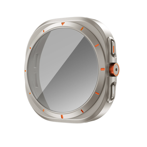 Bandz Samsung Galaxy Watch 7 - 44mm square PC hoesje met glas (titanium)