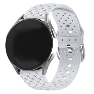 Braided Silicone Strap, grey, on a watch, 3/4 front view