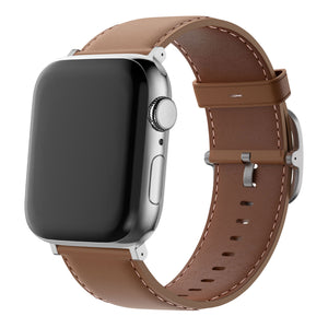 Leather Strap 'Classic', light brown, on a watch, 3/4 front view