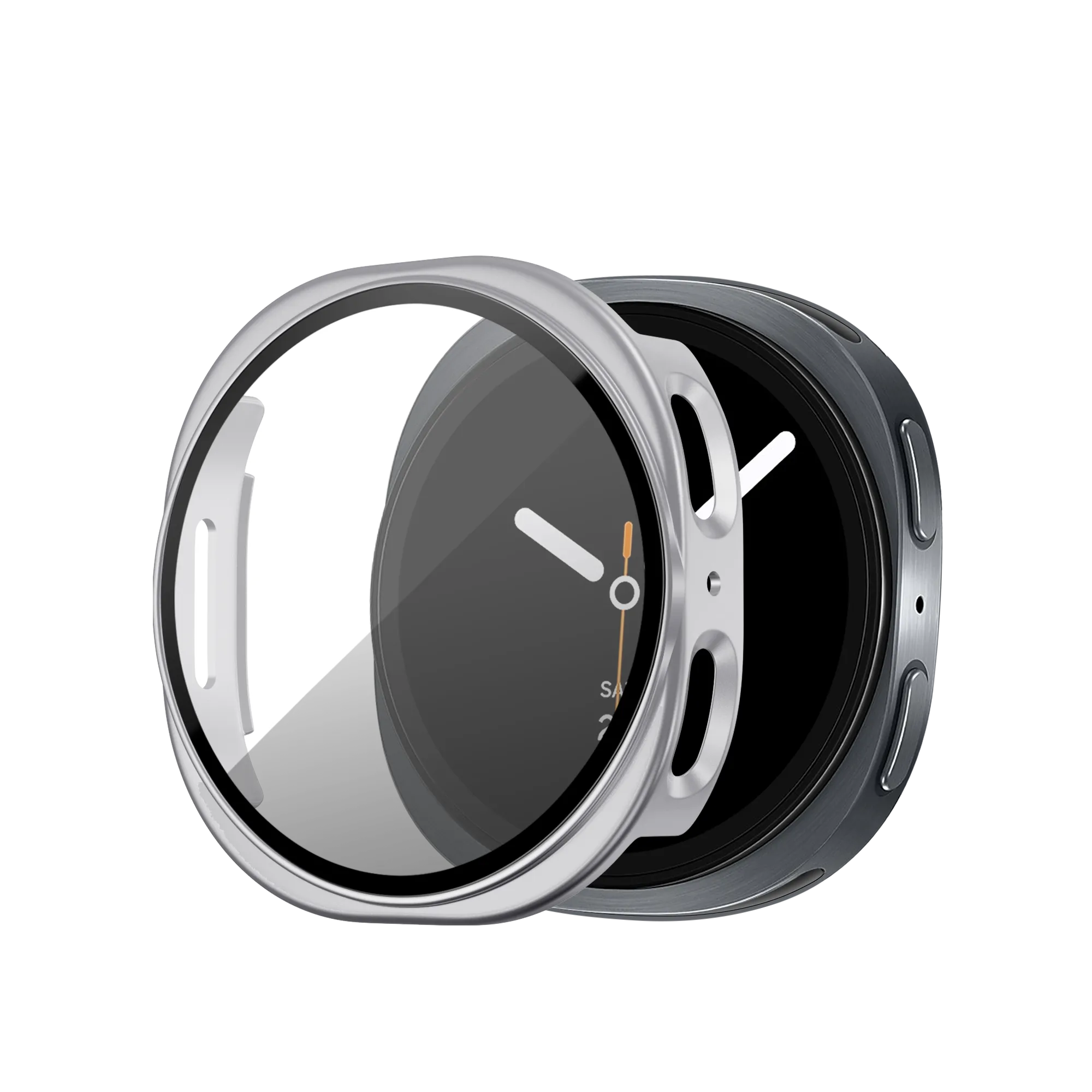 Bandz Samsung Galaxy Watch 8 - 44mm PC hoesje met glas (zilver)