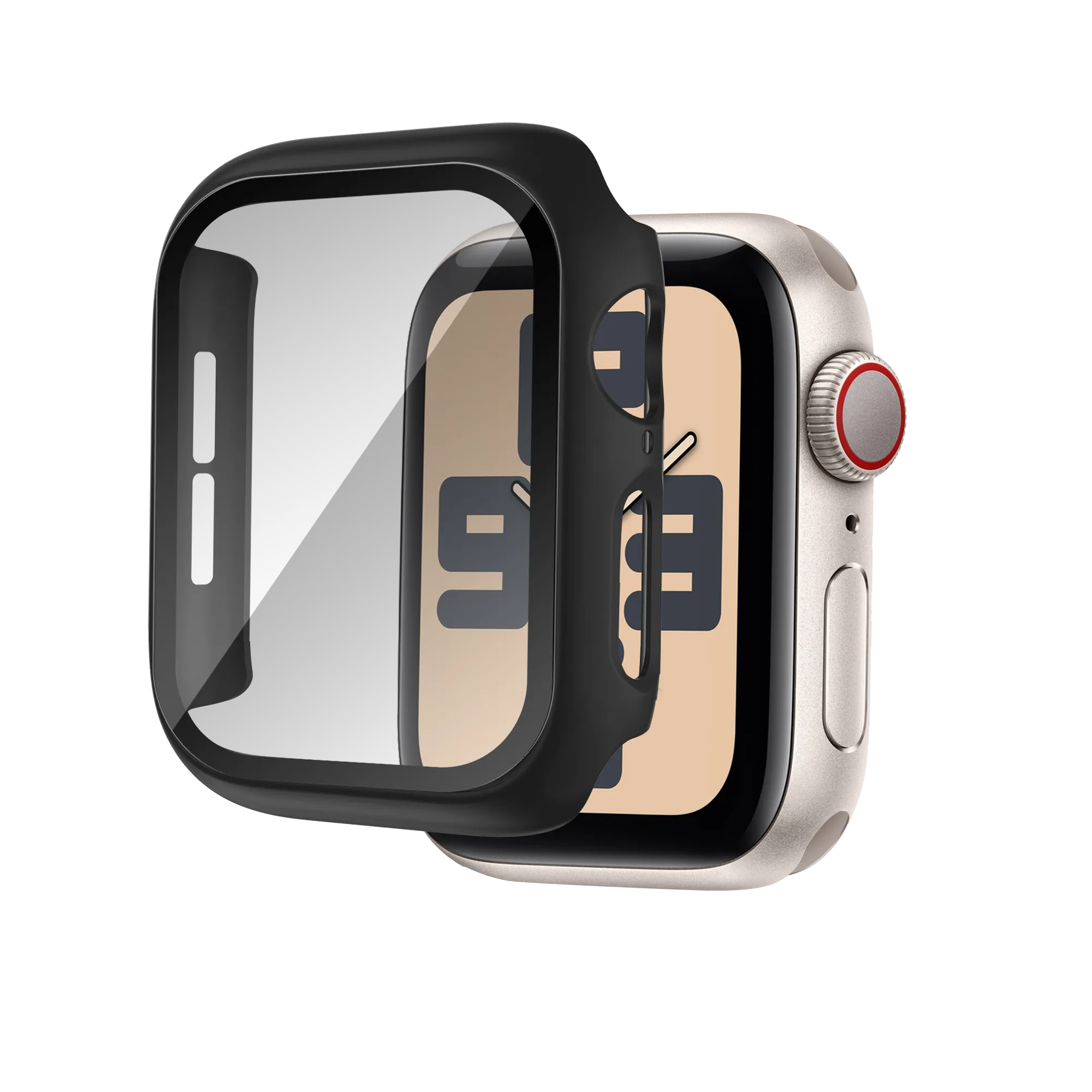 Bandz Apple Watch 10 & 11 PC hoesje met glas (zwart)