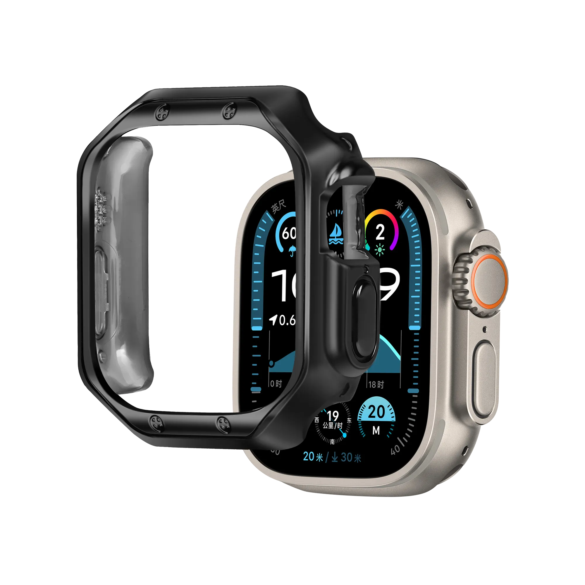 Bandz Apple Watch Ultra - 49mm gegalvaniseerd TPU hoesje (zwart)