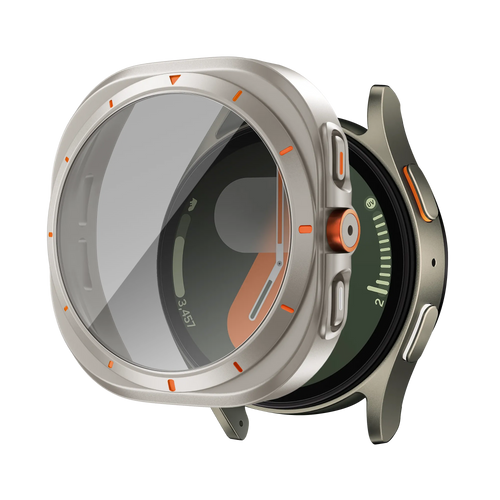 Bandz Samsung Galaxy Watch 7 - 44mm square PC hoesje met glas (titanium)