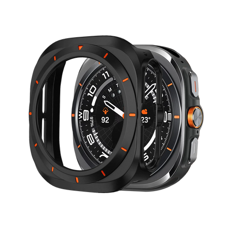 Bandz Samsung Galaxy Watch Ultra Bezel PC Case (Black with Orange)