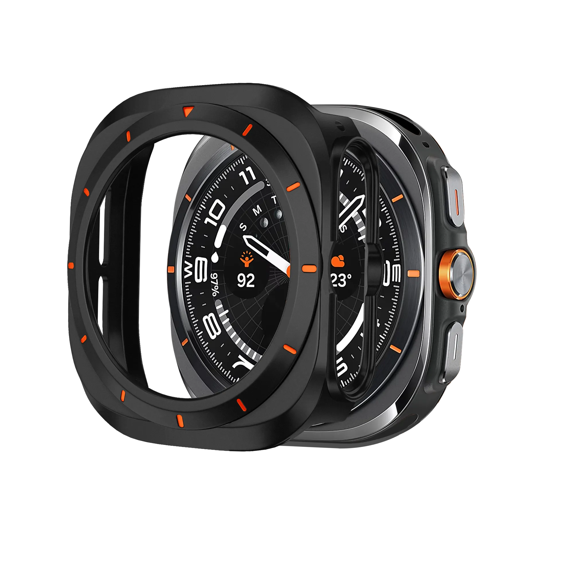 Bandz Samsung Galaxy Watch Ultra Bezel PC Case (Black with Orange)