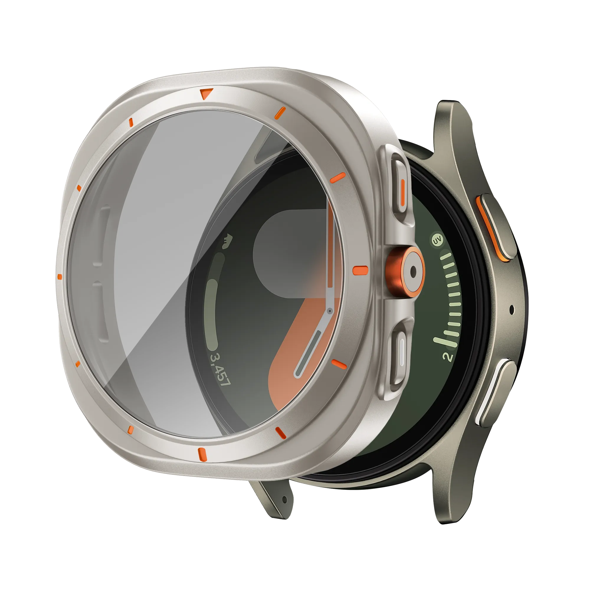 Bandz Samsung Galaxy Watch 7 - 44mm Square PC Case with Glass (Titanium)